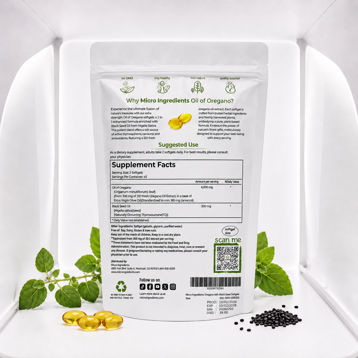 Aceite de orégano y semilla negra PREMIUM (90 cápsulas)