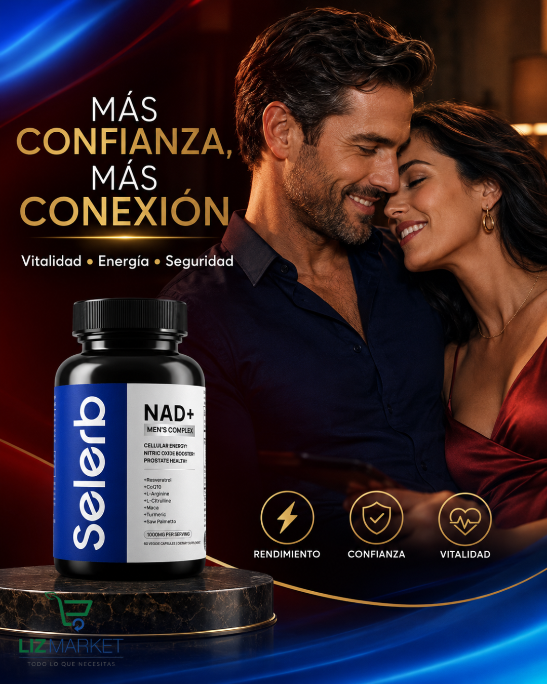 Selerb NAD+ para hombres: energía, vitalidad y bienestar